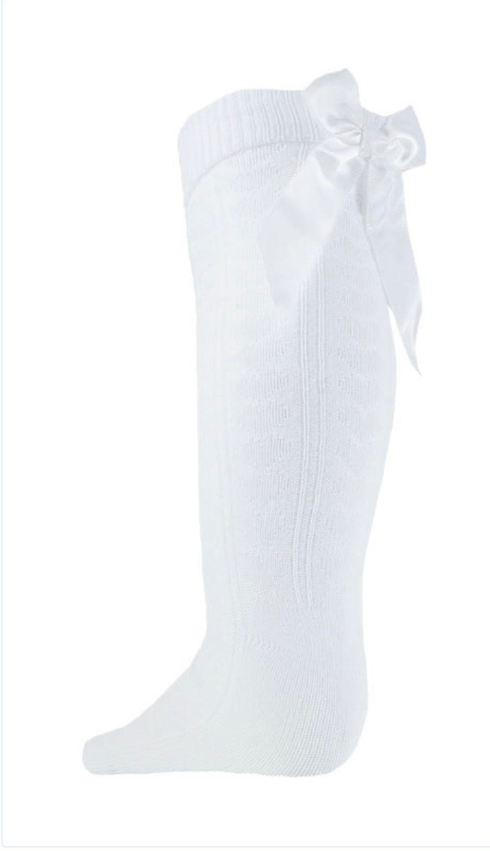 Soft touch knee high older girls socks pink / red / white