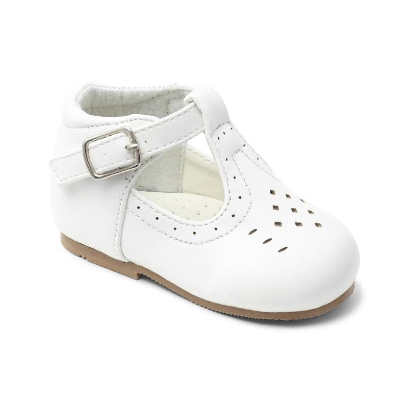 Sevva boys white t bar shoes