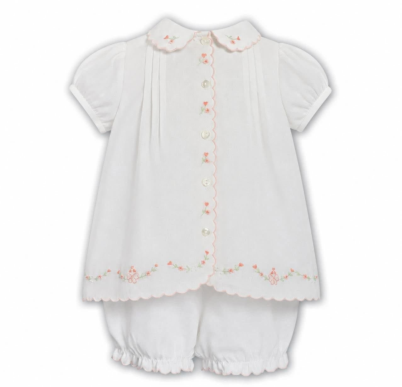 Sarah Louise peach embordered shorts set