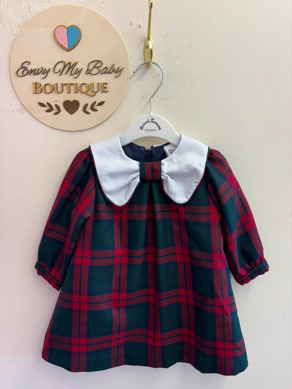 Pre order Sarah louise baby girls tartan dress 013994