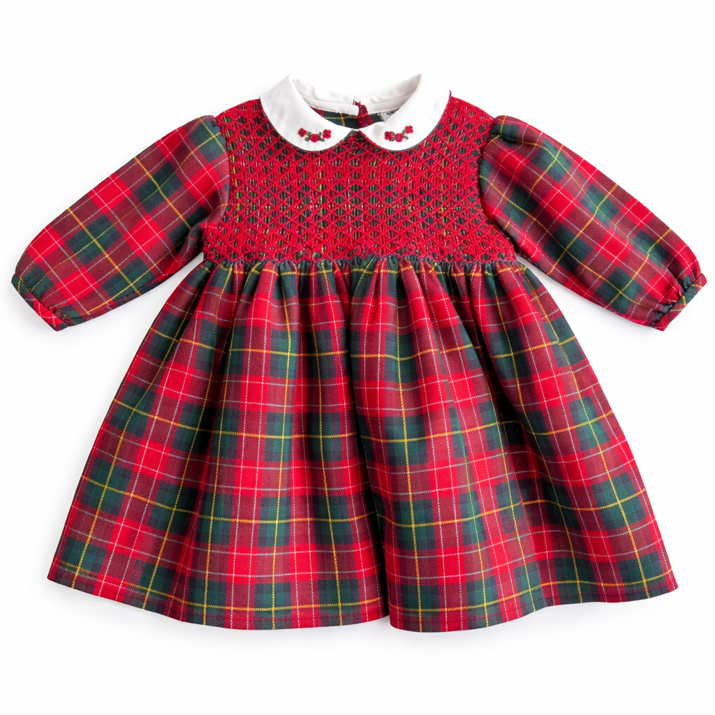Pre order Sarah louise red tartan smocked dress 013968 – Envy My Baby Boutique