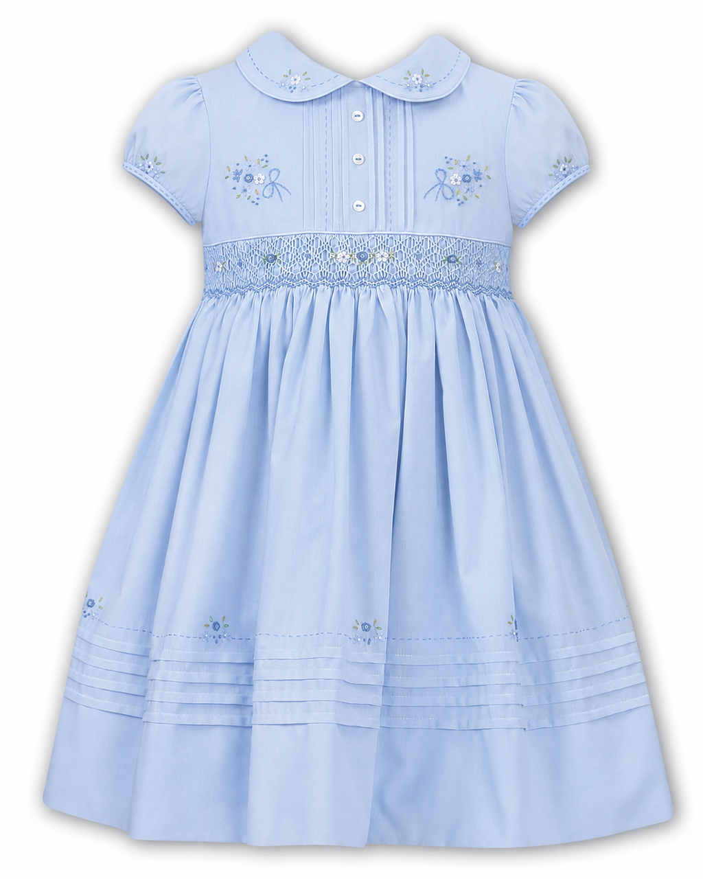 Pre order Sarah louise girls blue smocked dress C7500