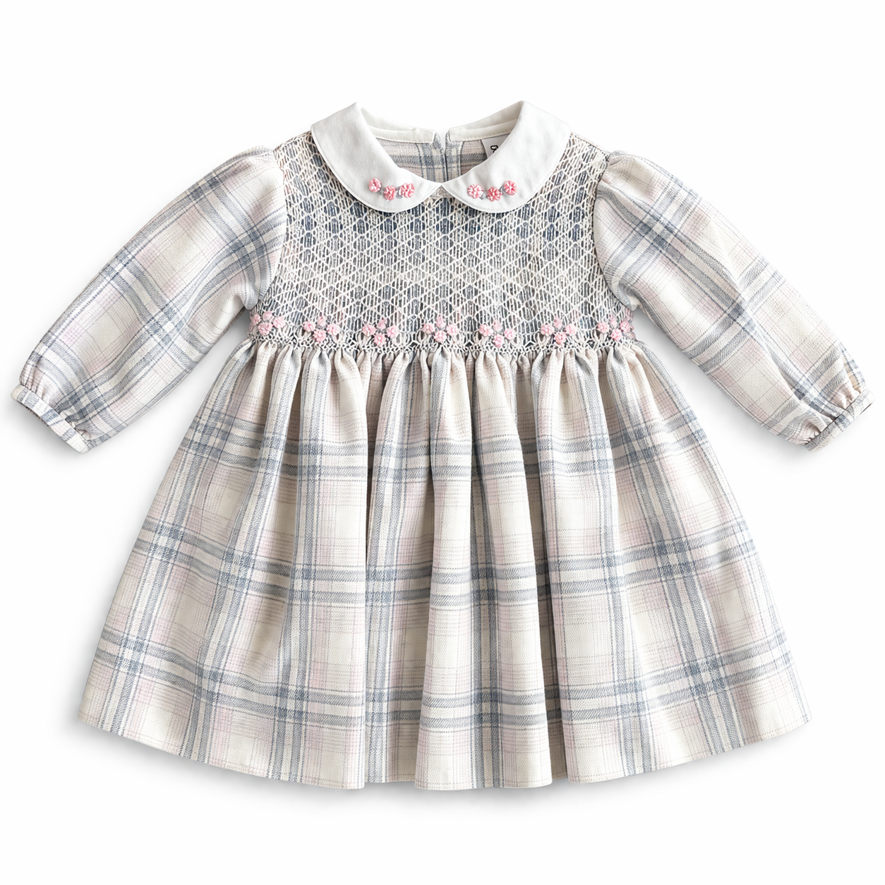 Preorder Sarah louise baby girls grey smocked dress 013952