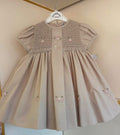 Sarah Louise beige smocked dress exclusive to us