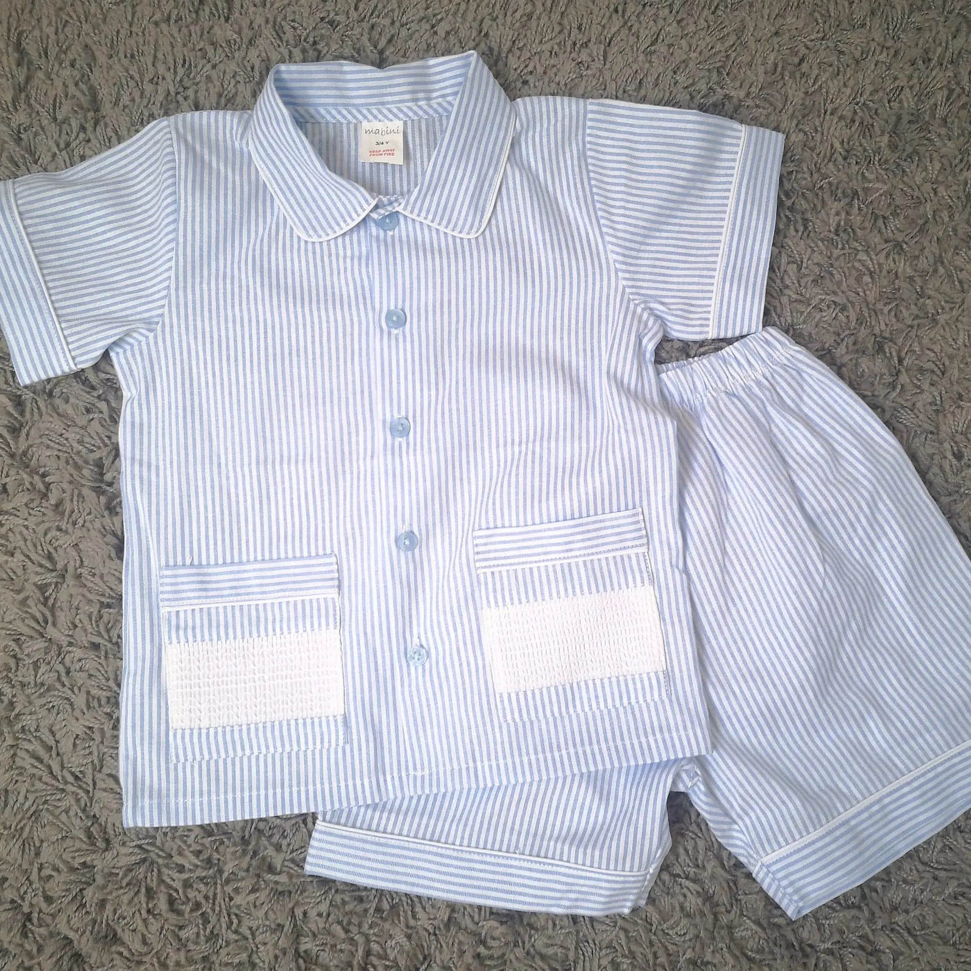 Mabini blue smocked pyjamas