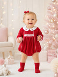 Beau kid baby girls red smocked romper 2507