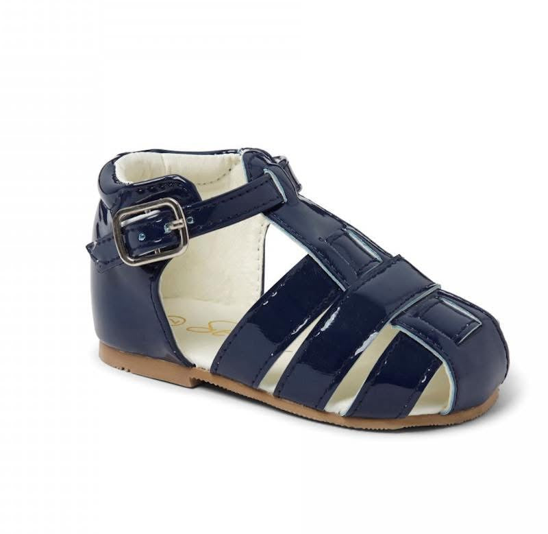 Sevva boys patent navy sandals