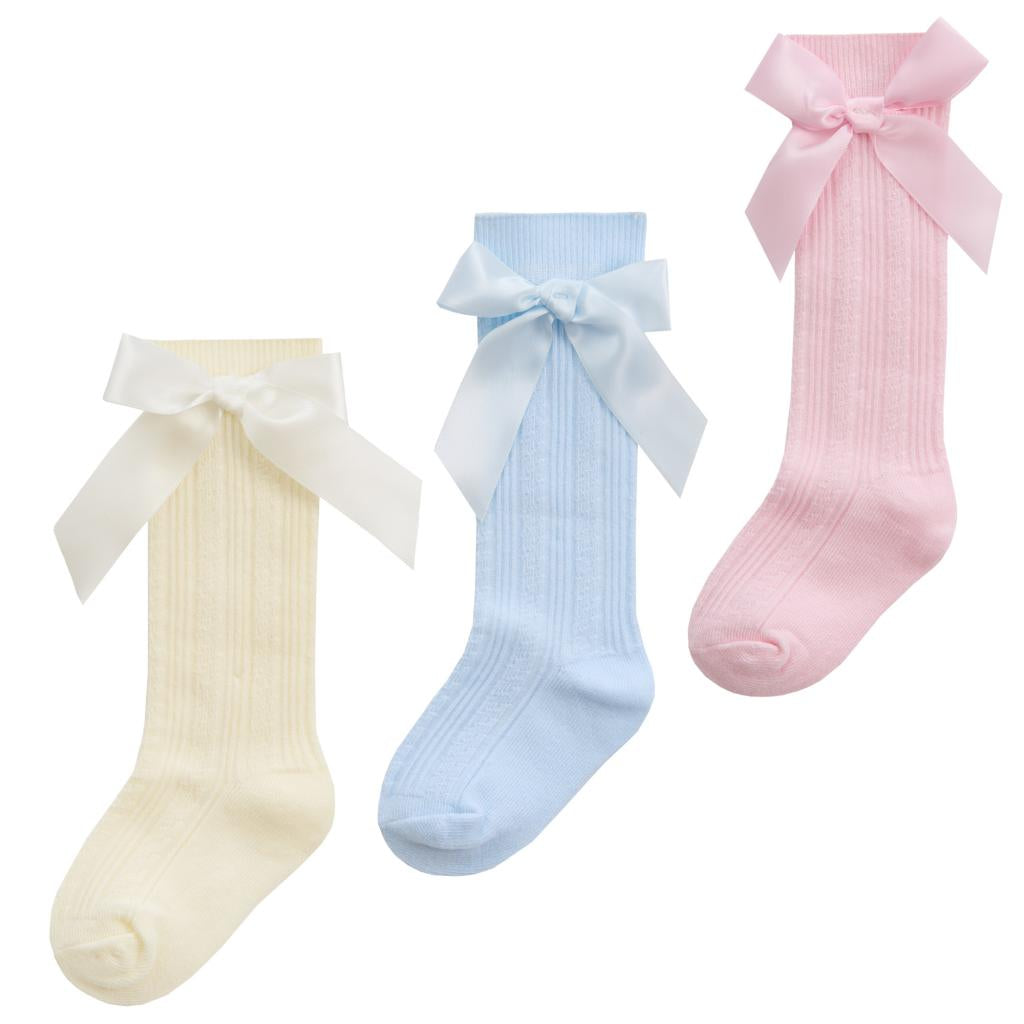 Baby girls knee high bow socks