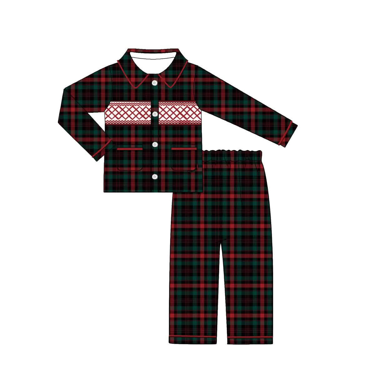 Tartan girls & boys smocked Christmas Pyjamas