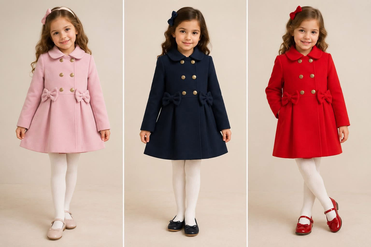 Girls dress coat pink / navy /red