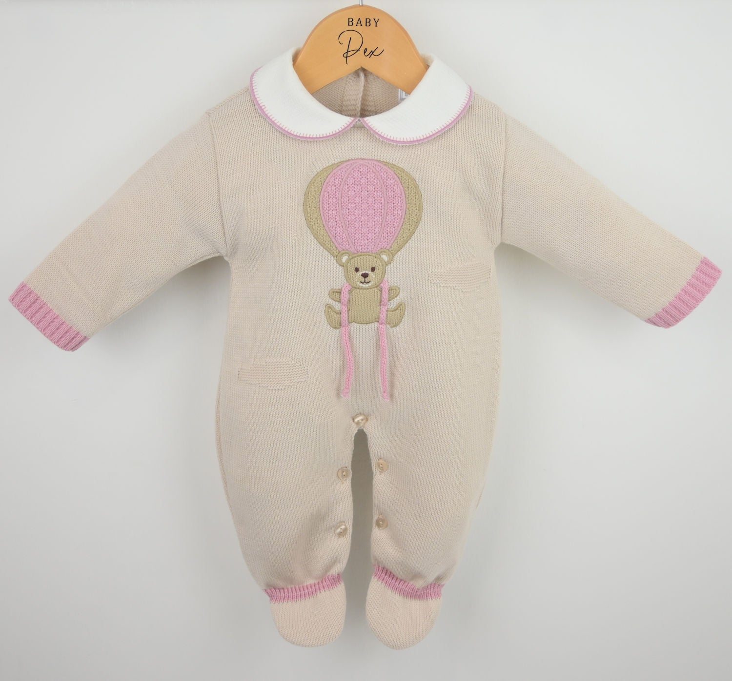 Pex knitted pink teddy babygrows