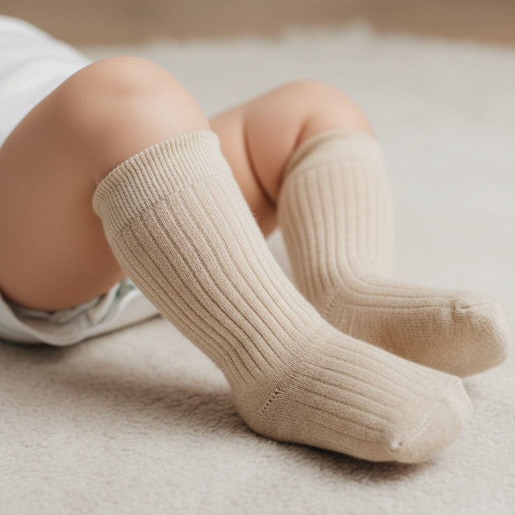 Nursery time plain ribbed knee high socks newborn