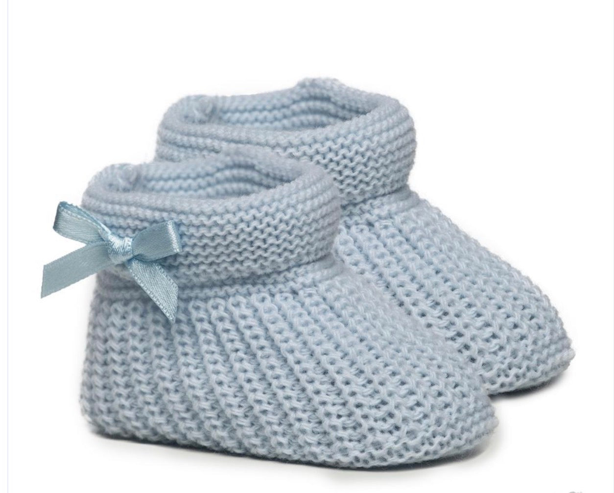 Soft touch knitted baby bootees