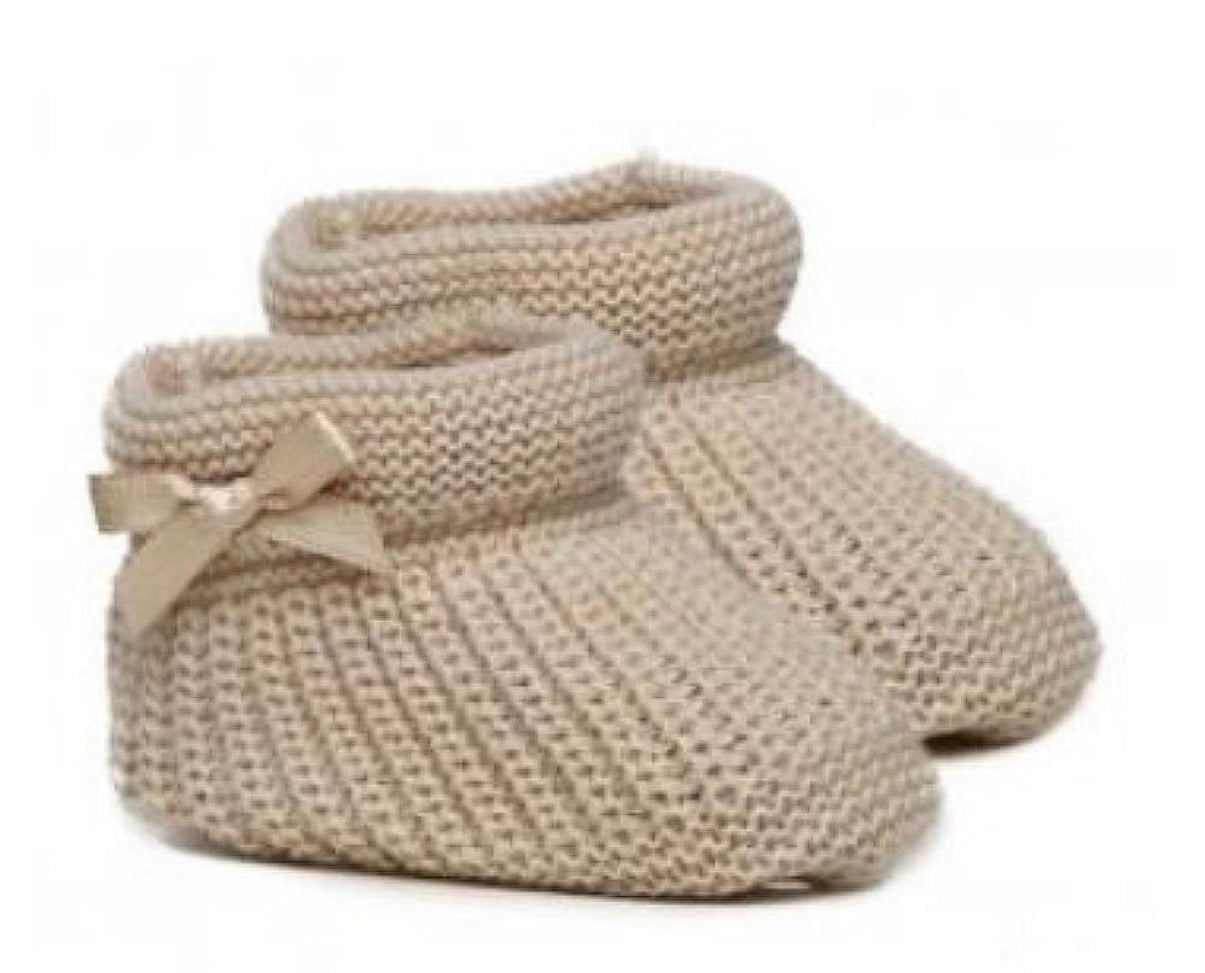 Soft touch knitted baby bootees