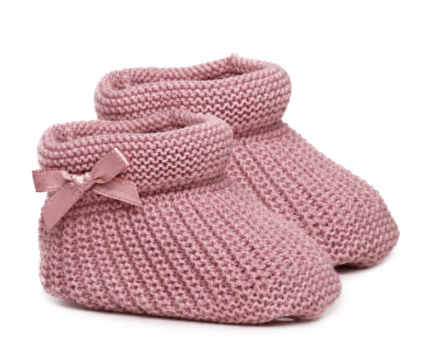Soft touch knitted baby bootees