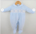 Pex rocking horse velour babygrows pink /blue