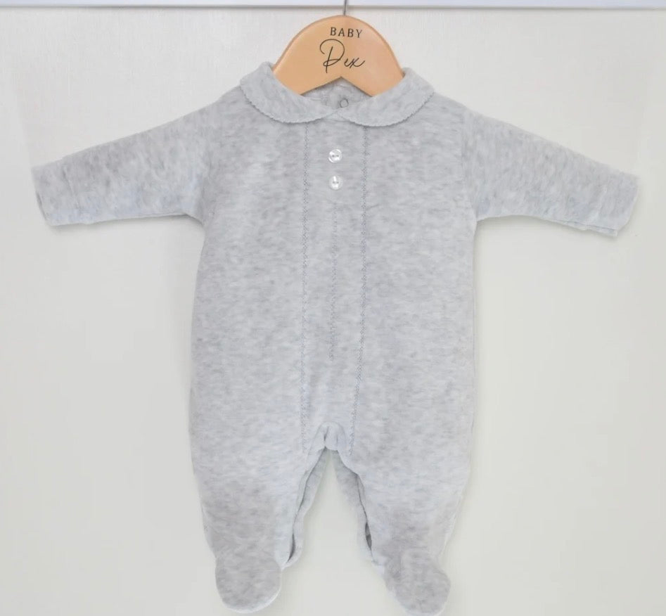 Pex early baby velour grey babygrow 3-5lb