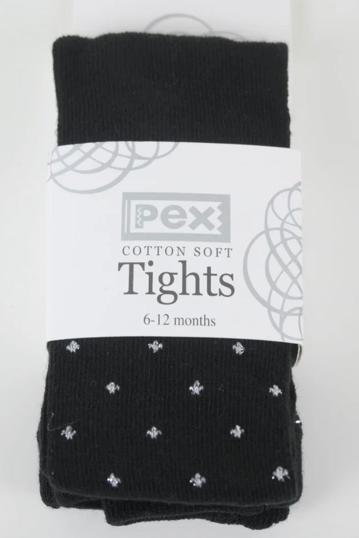 Pex baby girls black /silver twinkle tights
