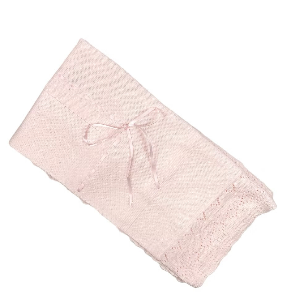Kleo kids baby shawl with ribbon detail blue / pink or white