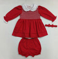 Mabini red girls smocked set