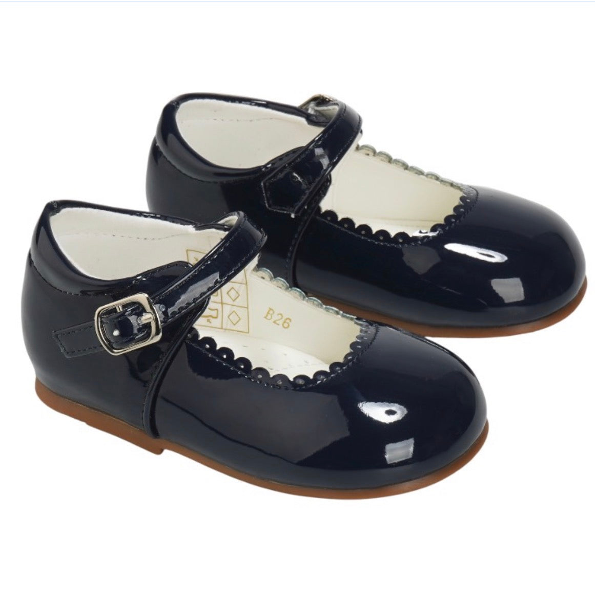 Tia London navy girls patent shoes
