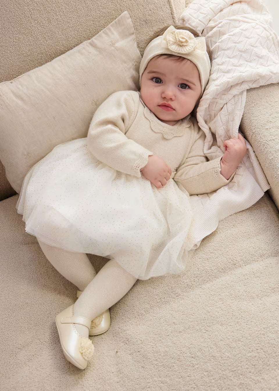 Mayoral tulle ivory baby girls dress 2.809
