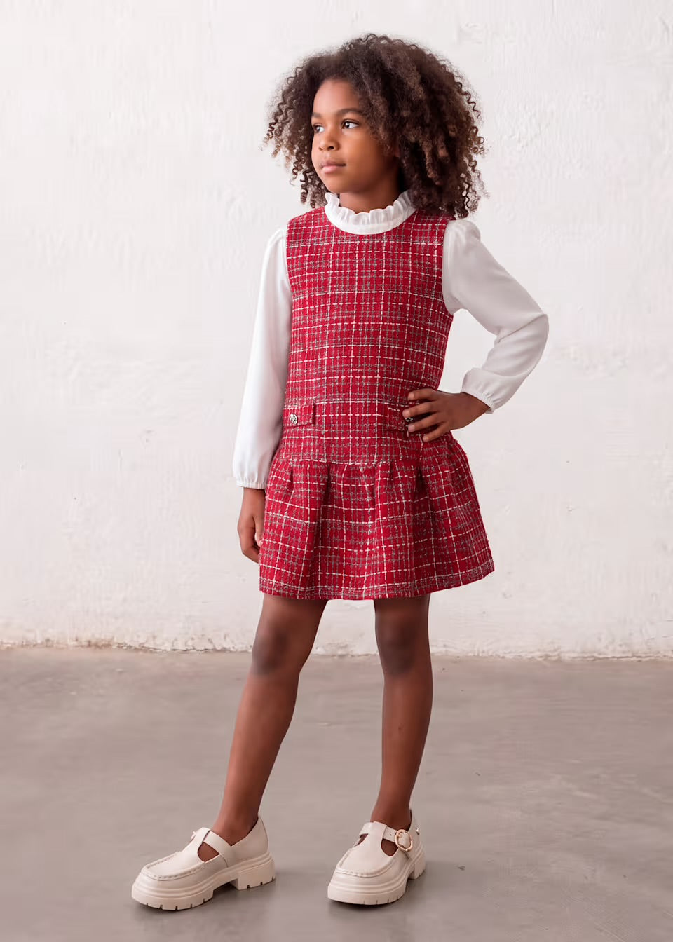Mayoral girls tweed  red dress 4.929