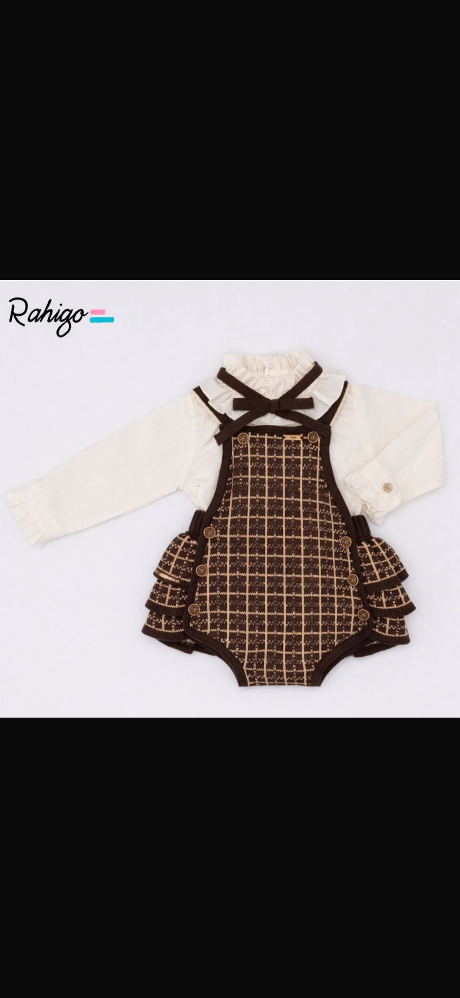 Pre order Rahigo baby girls chocolate pinafore & blouse 26206