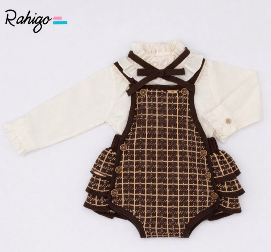 Pre order Rahigo baby girls chocolate pinafore & blouse 26206