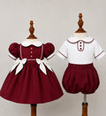 Girls burgandy dress & hairbows