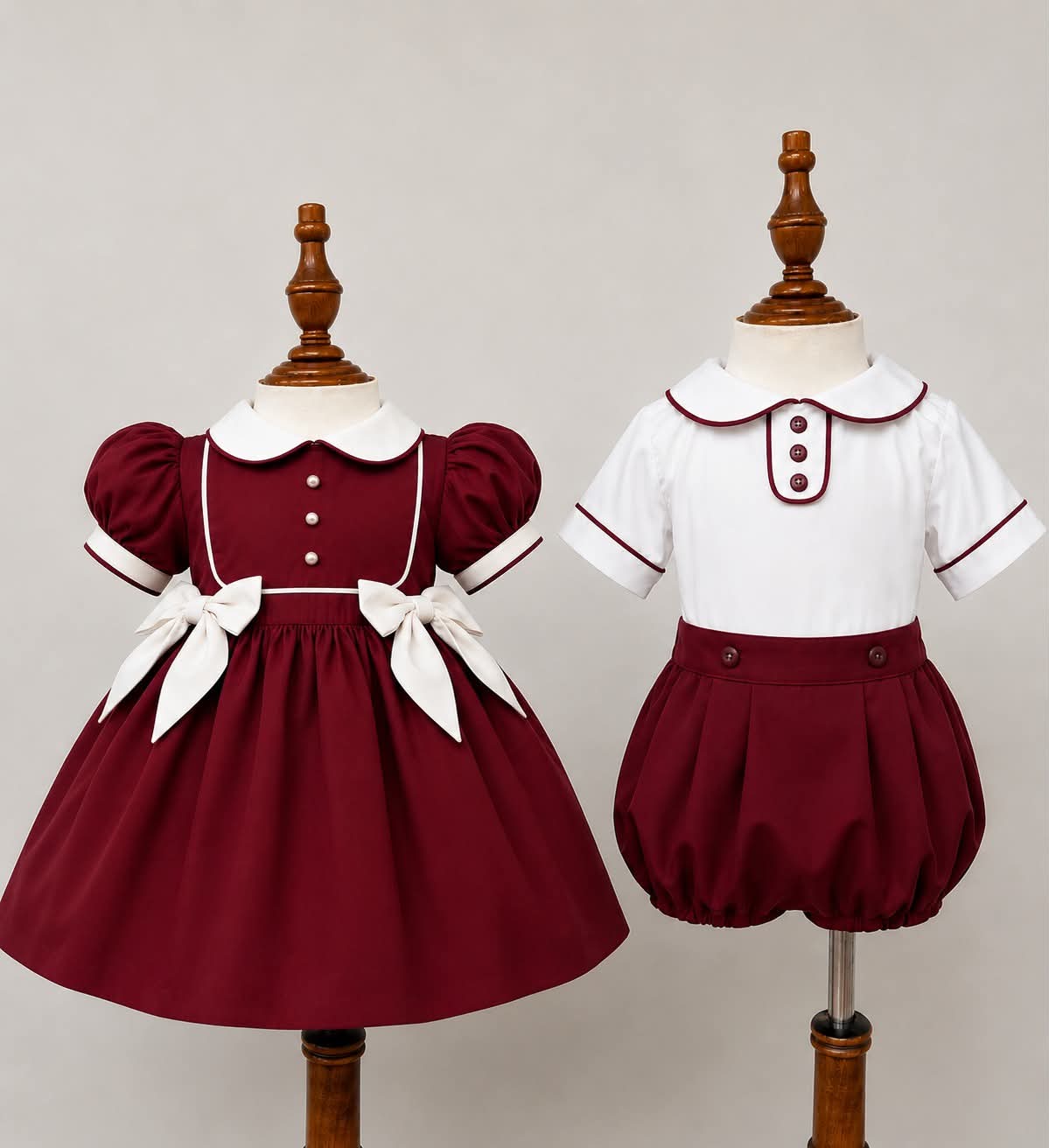 Girls burgandy dress & hairbows