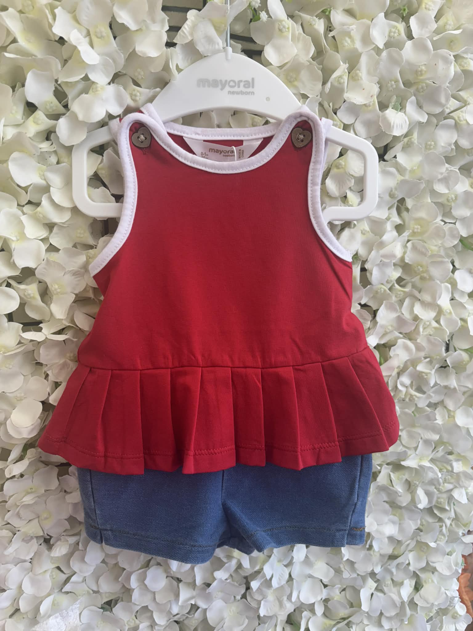Mayoral baby girls red shorts set