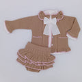 Rahigo camel and pink 3 piece skirt set