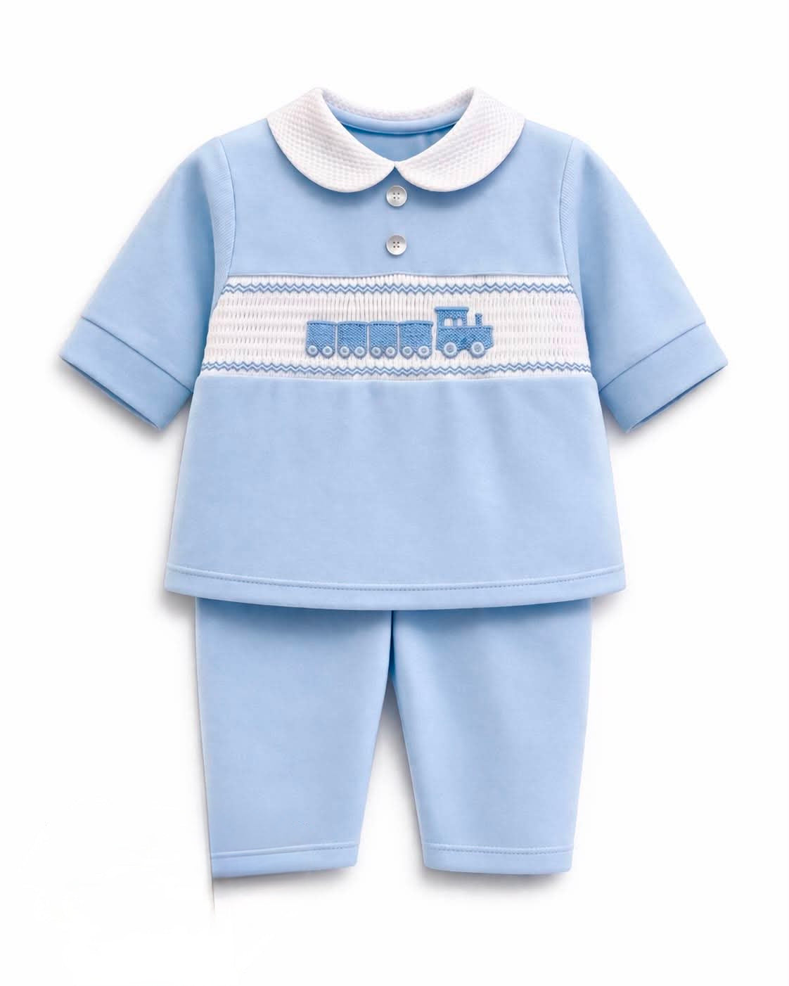 Kleo kids baby boys smocked train 2 piece set