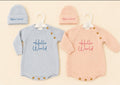 Baby pink /baby blue knitted romper & hat