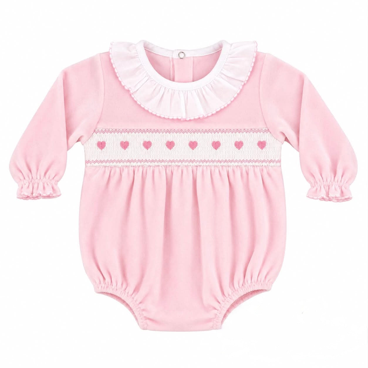 Kleo kids baby girls smocked pink  heart romper