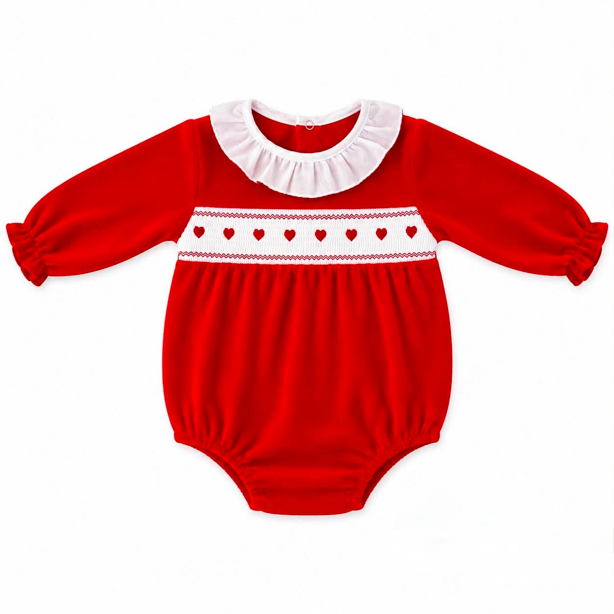 Kleo kids red smocked heart romper