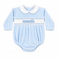 Kleo kids blue smocked baby boys train romper
