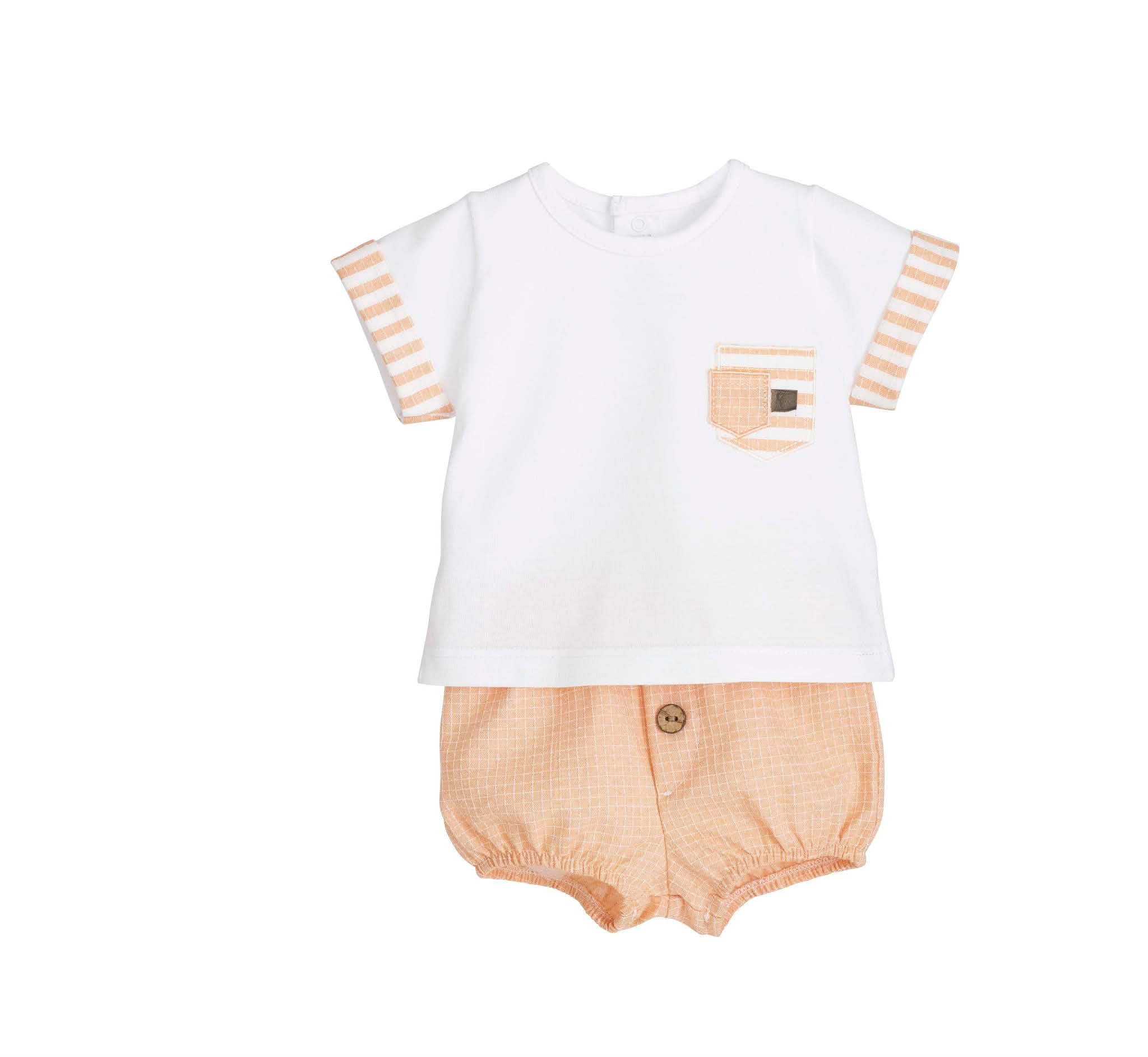 Calamaro baby boys orange shorts set -pre order 11323