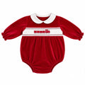 Kleo kids red smocked train romper
