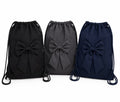 Girls bow school bag  grey /black