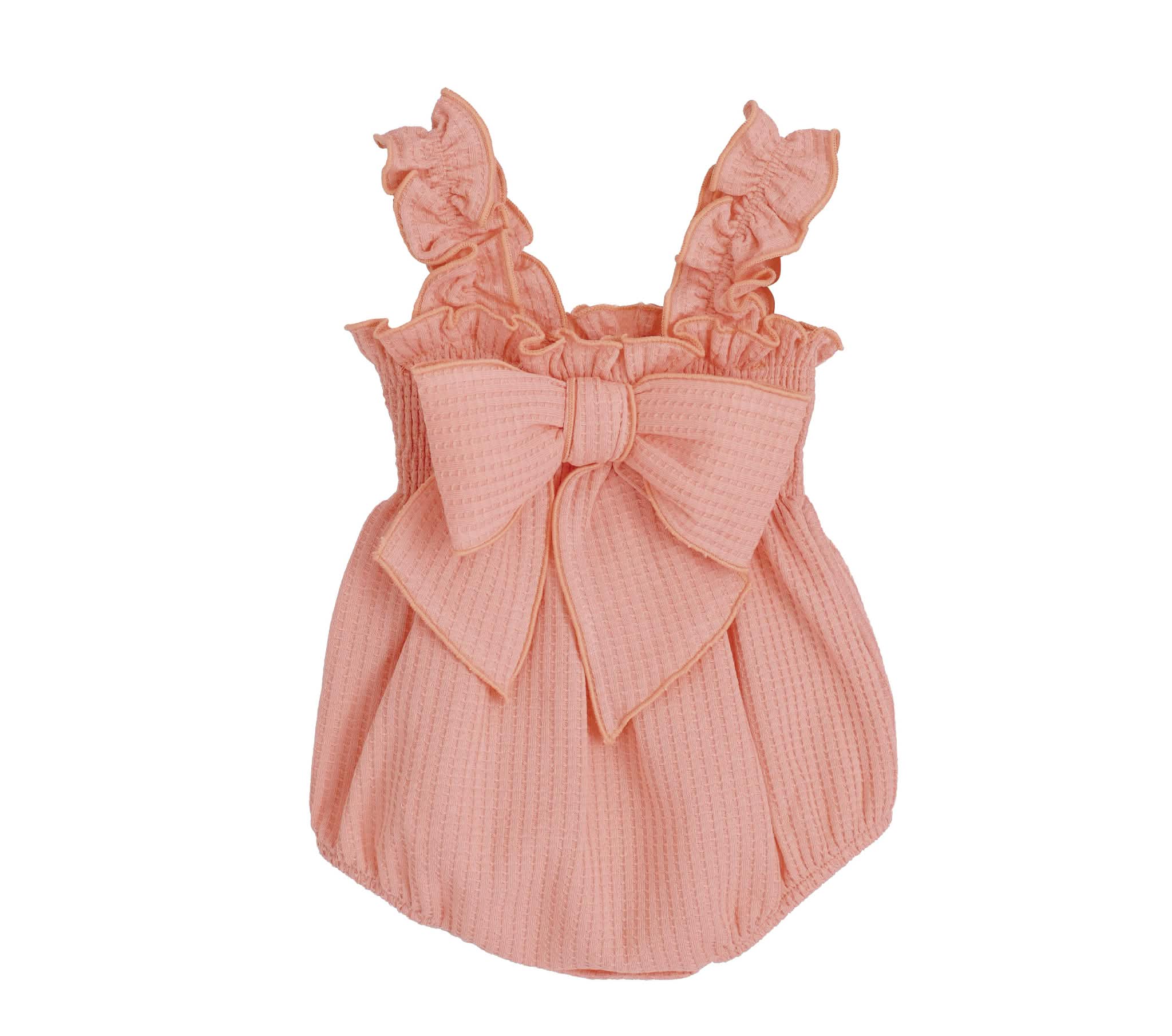 Calamaro baby girls coral romper -pre order 32542