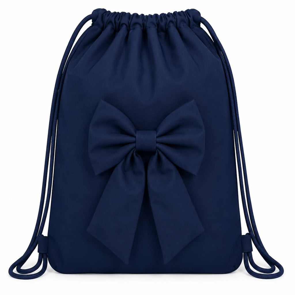 Girls bow school bag  grey /black