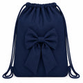 Girls bow school bag  navy/grey /black