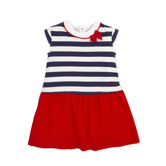Tutto Piccolo red & navy girls dress SS235243S23