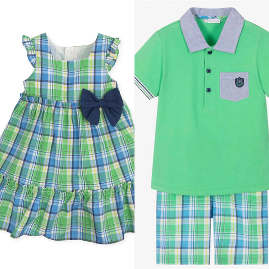 Tutto Piccolo girls green tartan dress SS23 5441S23/G00